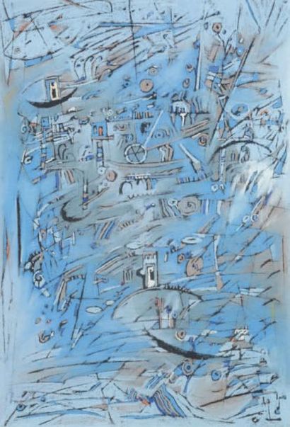 Manuel Amorim (1950) Composition, circa 1975
Pastel sur papier.
Non signé.
57 x 38,5...