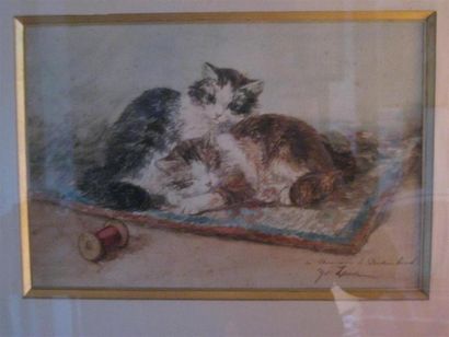 null Yvonne LAUR (1879-1943)
Deux chatons et leur pelote
Aquarelle.
Signée en bas...
