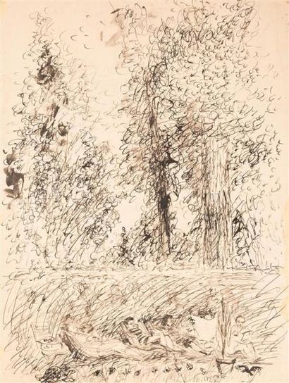 null Edouard GOERG (1893-1969)
Ensemble de cinq oeuvres : 
Arbres dans une forêt
Cinq...