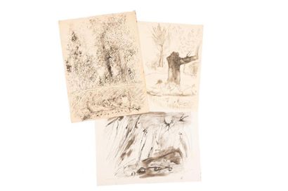 null Edouard GOERG (1893-1969)
Ensemble de cinq oeuvres : 
Arbres dans une forêt
Cinq...