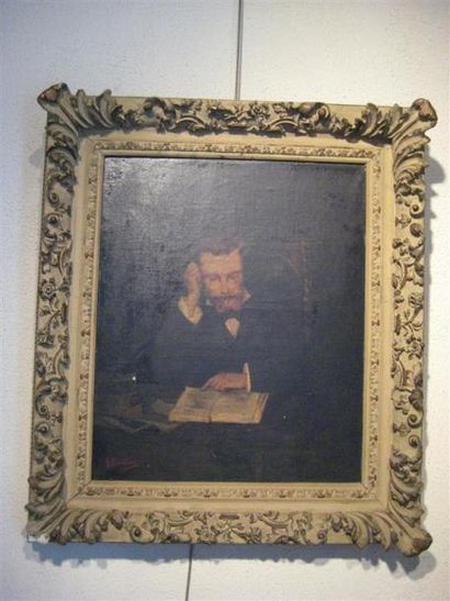 null A.BARROIS (XIXème siècle)
Homme au cigare à la lecture
Huile sur toile.
Signée...