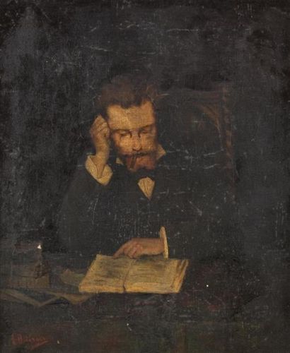 null A.BARROIS (XIXème siècle)
Homme au cigare à la lecture
Huile sur toile.
Signée...