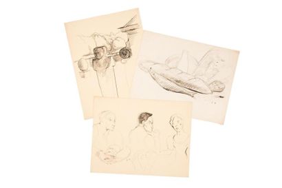 null Edouard GOERG (1893-1969)
Ensemble de trois oeuvres : 
Sculpture et élément...