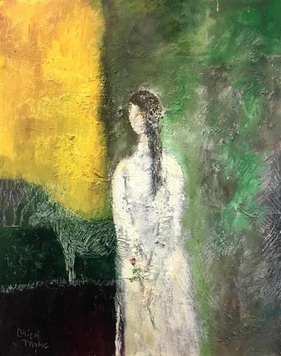 null Lucien TRONG (1947)
Femme en tunique blanche
Acrylique sur toile, signée en...