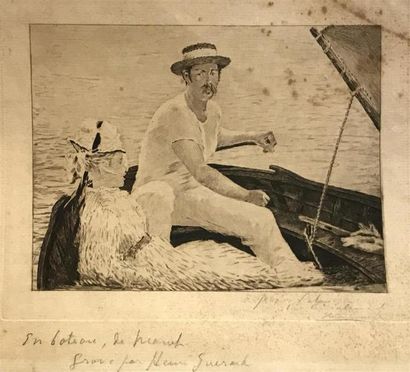 null Henri GUERARD (1846-1897)
En bateau
Estampe d'après Manet
18x23cm
Piqûres d...