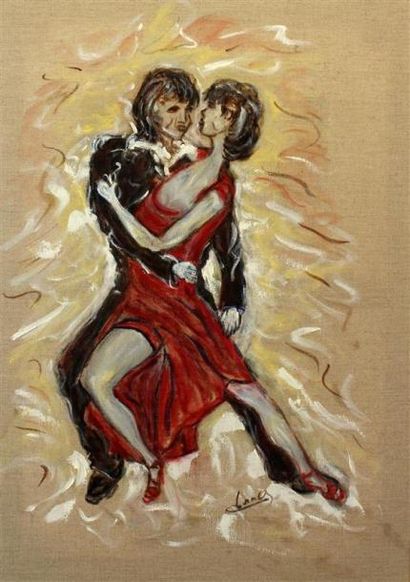 null Christian DRACH
Tango
Huile sur toile, 2009, signée en bas à droite et au dos,...