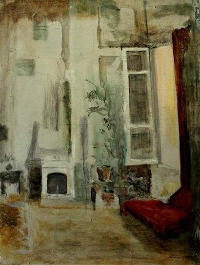 null Jean DUMAS (1930-2017)
Le salon à la cheminée
Huile sur toile signée en bas...