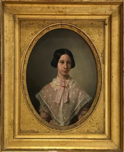 null Ecole XIXème
Portrait de jeune fille
Huile sur toile. XIXe siècle. 
24x19cm...