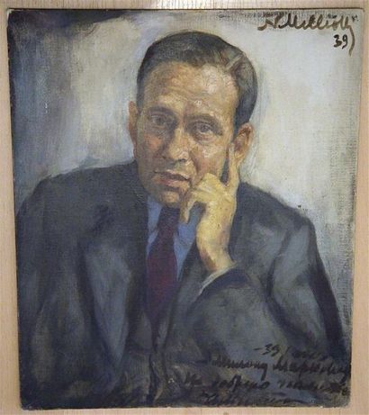 null Nicolas MILLIOTI (1874-1962). Portrait peint d'Emile Marcovitch, 1939. Huile...