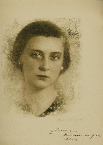 null Emile MARCOVITCH (1894-1981). Portrait de Marina, princesse de Grèce (1906-1968),...