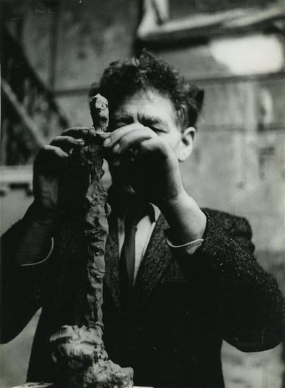 null Franco CIANETTI (1932-2013). Alberto Giacometti au travail, 1961. Tirage argentique...
