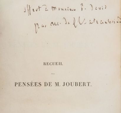 Joseph JOUBERT. Recueil des pensées. Paris, Le Normant, 1838. In-8, demi-chagrin...