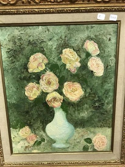 null Série de trois huiles sur toile a motif floraux