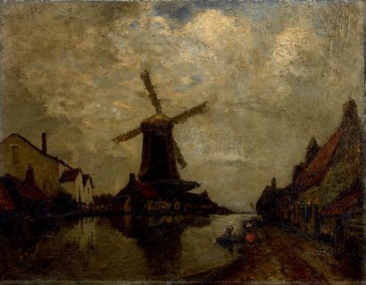 FRANCK BOGGS (1855-1926) Le moulin
Huile sur toile signée en bas à gauche.
70 x 90...