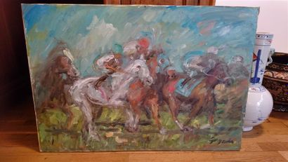 Pierre GOGOIS (1935) Course de chevaux - vue rapprochée
Huile sur toile, signée en...