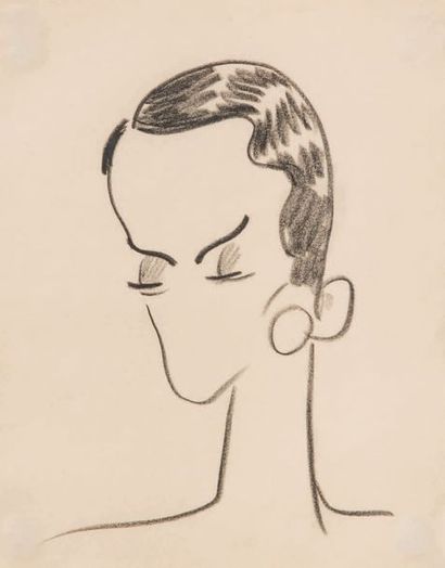 Sacha guitry (1885-1957) Portrait de Jacqueline Delubac
Fusain sur papier, non signé.
28...