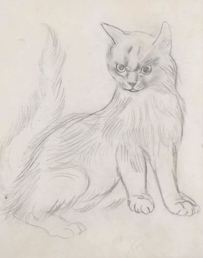 Tsuguharu FOUJITA (1886-1968) Chat, 1929
Mine de plomb sur papier. Porte une signature...