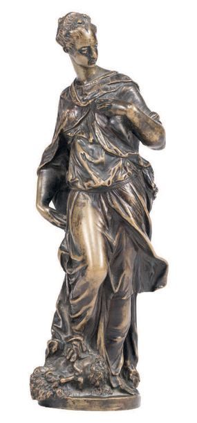 null Judith victorieuse en bronze patiné, fonte creuse.
Italie, d'après le modèle...