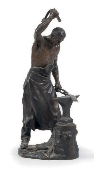 Paul RICHER (1849-1933) Le forgeron
Bronze patiné portant «Paul Richer 1894» sous...