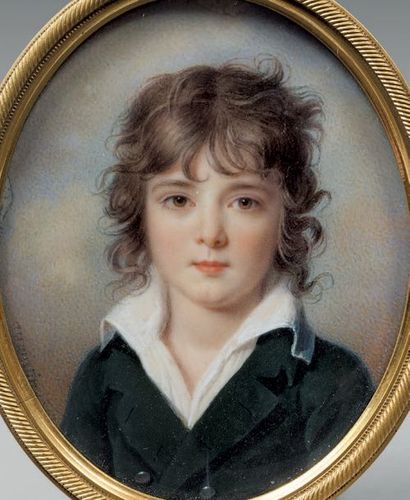 Atelier de Jean Baptiste Jacques AUGUSTIN Portrait de jeune garçon portant une chemise...