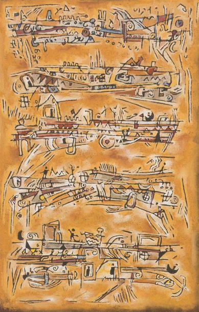 null Lot comprenant :

- Manuel Amorim (1950)						
" Composition " 1973
Pastel sur...