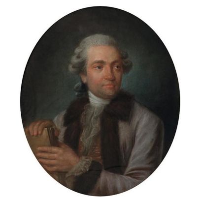 BOREL, école française du XVIIIe siècle Portrait d'homme tenant son livre Portrait...