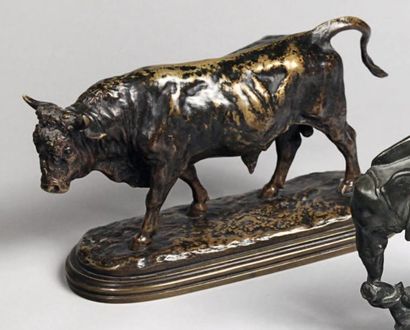 Rosa BONHEUR (1822-1899) d'après Taureau marchant Épreuve en bronze à patine brune...