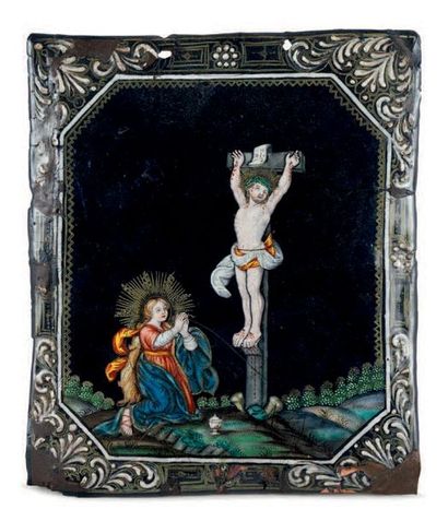 null Le Christ au Calvaire et Marie-Madeleine
Attribué à NOEL II LAUDIN (V. 1657-1727)
Émail,...