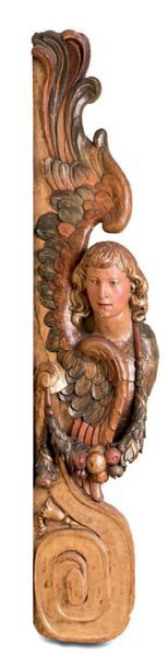 null Paire de grands motifs d'ornements d'applique. Ils sont sculptés d'ange à décor...