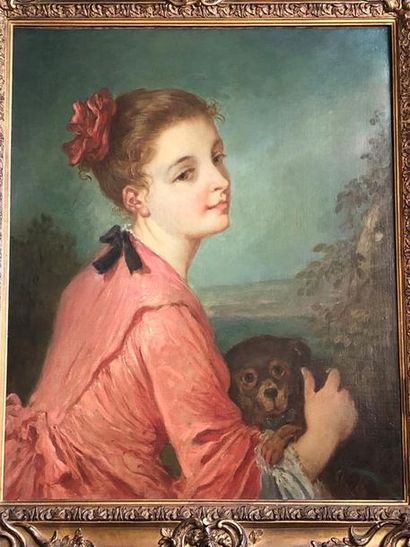 null Ecole FRANCAISE vers 1900
Portrait de jeune fille avec son chien
Toile
60,5...