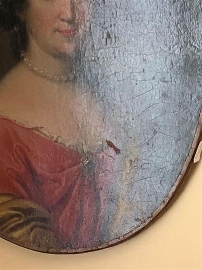 null Ecole FRANCAISE vers 1700
Portrait de femme à la perle
Toile ovale
40 x 31,5...