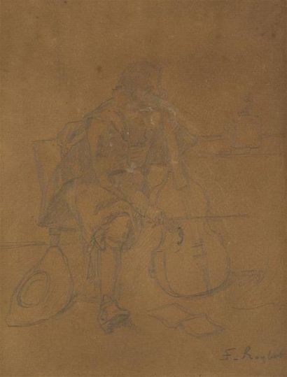 null Ferdinand ROYBET (1840-1920)
Le violoncelliste
Dessin au crayon sur papier.
Signé...