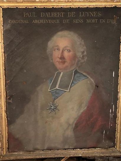 null Portrait de Paul Dalbert de Luynes, cardinal archevêque de Sens mort en 1788.
Huile...