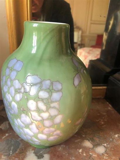 null Emile GALLE (1846 1904) 
(Vase à petit col en verre opalin de couleur verte...