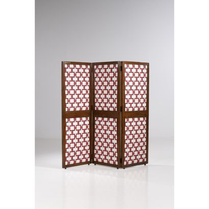  Pierre Jeanneret (1896-1967)

Paravent

Teck et textile

Modèle créé vers 1960

H... Gazette Drouot