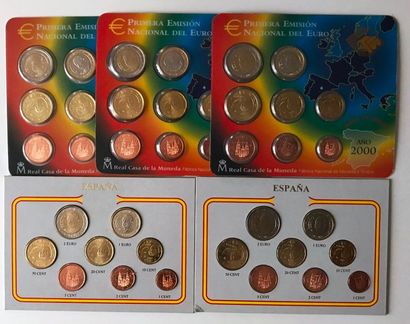 null 5 panneaux Espagne : 3x primera emision national del euro 1999,2000,2001 et...