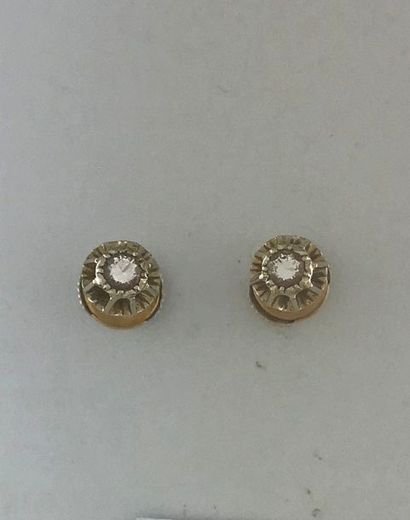 Pair of 750°/°° gold ear chips set with a...