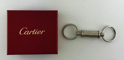 CARTIER, signed metal key ring in a case