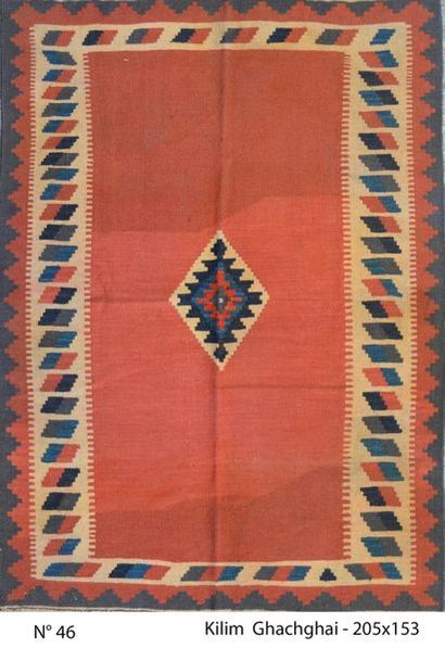 null Kilim Quasgai. Iran. Circa 1985. Technical characteristics: Tapestry technique,...