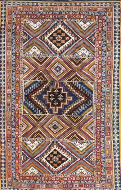 null Very original and large carpet Rabat (Morocco, North Atlas, North Africa). Middle...