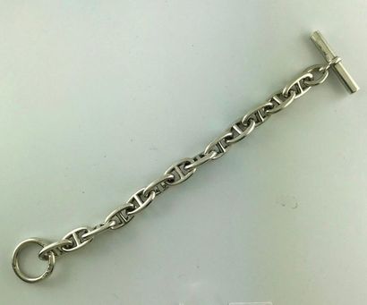 null HERMES Paris, bracelet chaîne d'ancre en argent 925°/°°, Signé, L 22cm, Poids:...