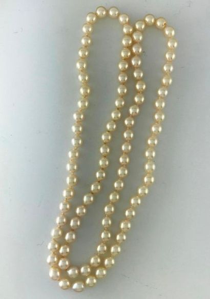 null Sautoir de perles de perles de culture de 7,5 mm de diam. env., Poids brut:...