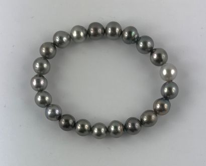 null Bracelet élastique de 21 perles de culture de Tahiti de 9 de diam. env.