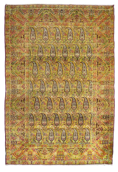 null Fine carpet KIRMAN-LAVER (Persia), late 19th century. Technical characteristics:...