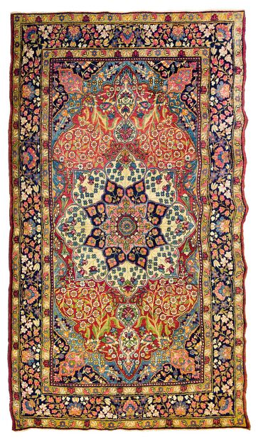 null Carpet KIRMAN (Persia), late 19th, early 20th century. Technical characteristics:...