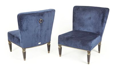 null HERITAGE Collection (Fend house)

 Pair of armchairs in blue velvet honeycomb,...
