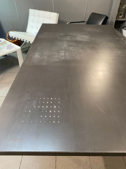 null Francesco Passaniti - Dining room table / desk Solid grey waxed concrete Lighted...