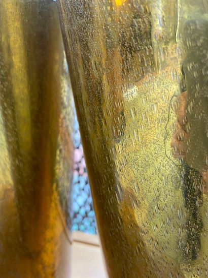 null Murano : Costantini : Pair of golden vases, Signed Murano glass H : 40 Diameter...