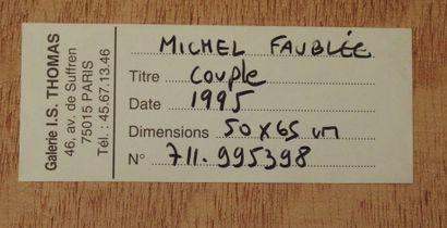 null *Michel FAUBLEE

Couple, 1995

Huile sur panneau signé en bas à droite. Au dos...