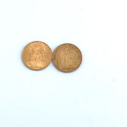 DEUX PIÈCES DE 20 francs OR 20 Francs, 1876, 1913.

Poids : 12.91 g.